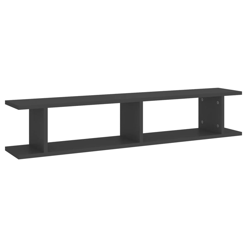 vidaXL Wall Shelves 2 pcs Grey 105x18x20 cm Engineered Wood