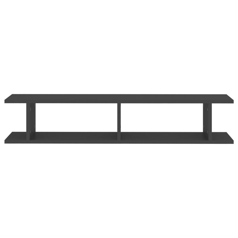 vidaXL Wall Shelves 2 pcs Grey 105x18x20 cm Engineered Wood