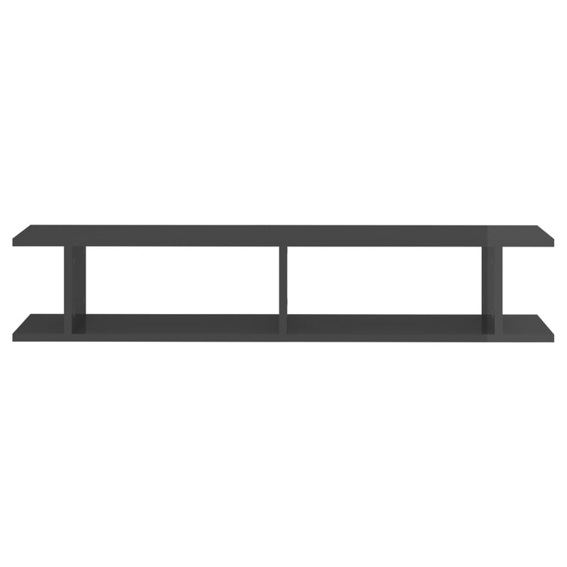 vidaXL Wall Shelves 2 pcs High Gloss Grey 105x18x20cm Engineered Wood