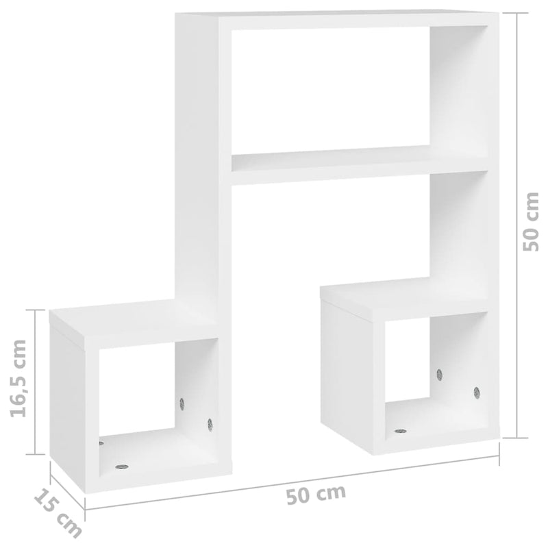 vidaXL Wall Shelves 2 pcs White 50x15x50 cm Engineered Wood