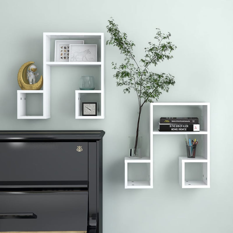 vidaXL Wall Shelves 2 pcs White 50x15x50 cm Engineered Wood
