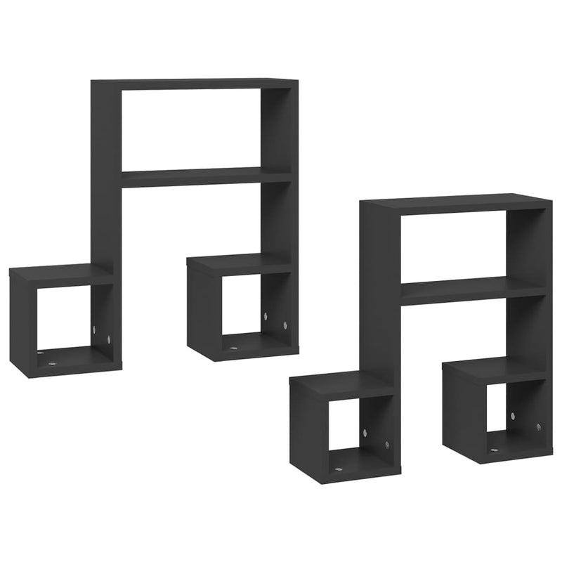 vidaXL Wall Shelves 2 pcs Grey 50x15x50 cm Engineered Wood