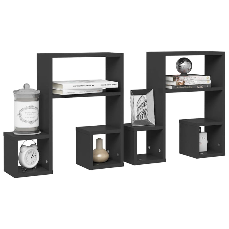 vidaXL Wall Shelves 2 pcs Grey 50x15x50 cm Engineered Wood