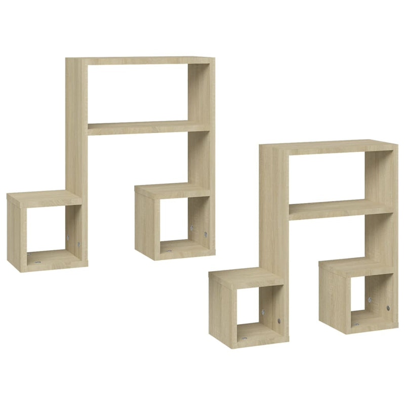 vidaXL Wall Shelves 2 pcs Sonoma Oak 50x15x50 cm Engineered Wood