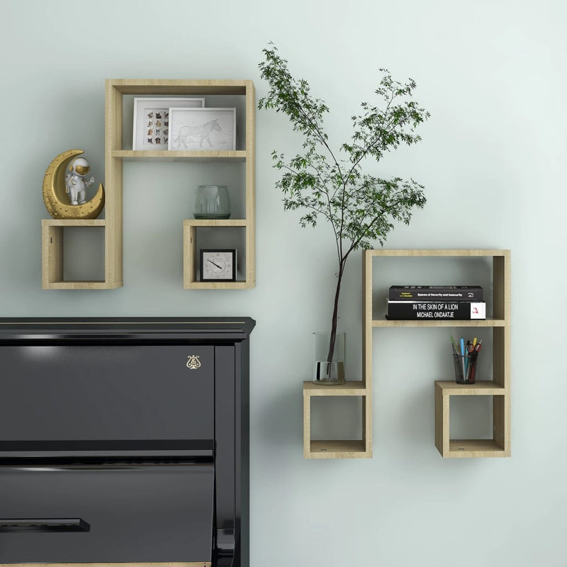 vidaXL Wall Shelves 2 pcs Sonoma Oak 50x15x50 cm Engineered Wood