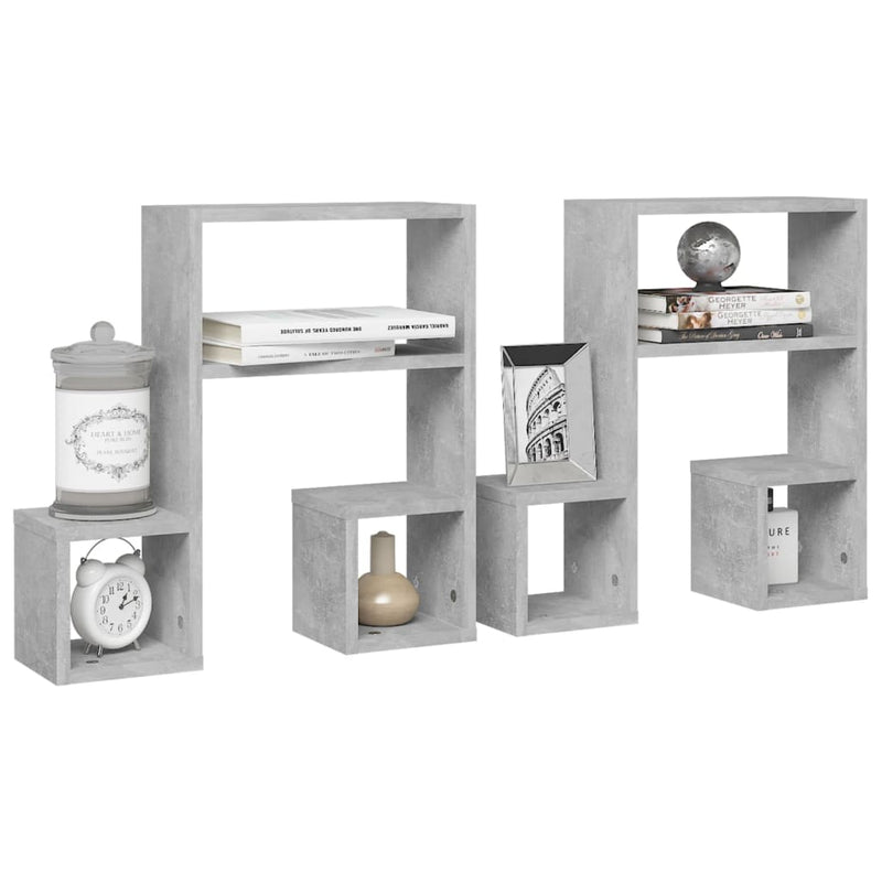 vidaXL Wall Shelves 2 pcs Concrete Grey 50x15x50 cm Engineered Wood