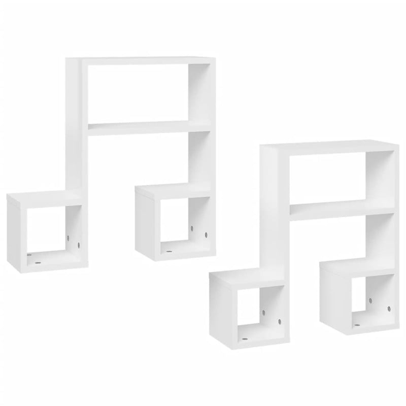 vidaXL Wall Shelves 2 pcs High Gloss White 50x15x50 cm Engineered Wood