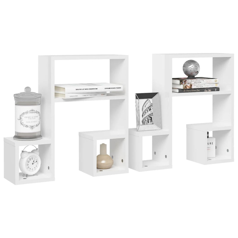 vidaXL Wall Shelves 2 pcs High Gloss White 50x15x50 cm Engineered Wood