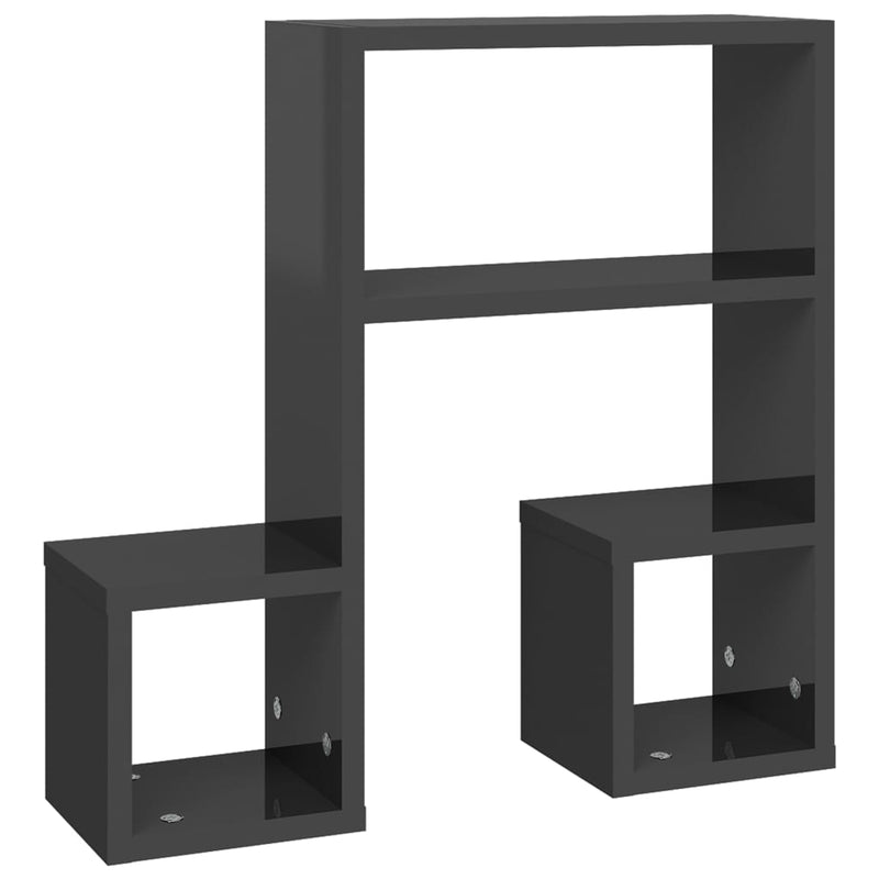vidaXL Wall Shelves 2 pcs High Gloss Grey 50x15x50 cm Engineered Wood