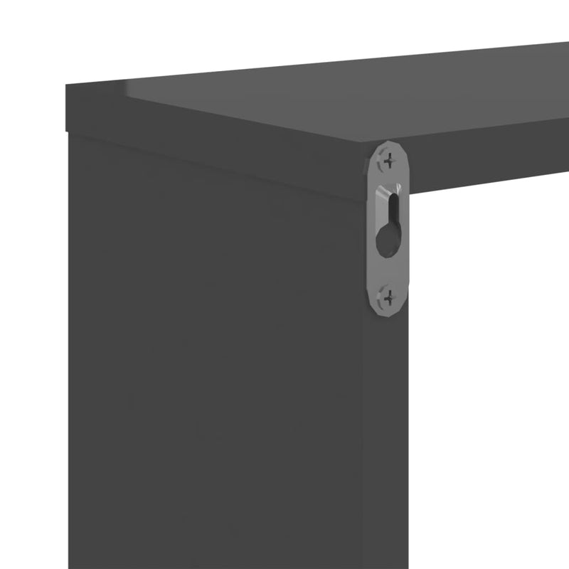 vidaXL Wall Shelves 2 pcs High Gloss Grey 50x15x50 cm Engineered Wood
