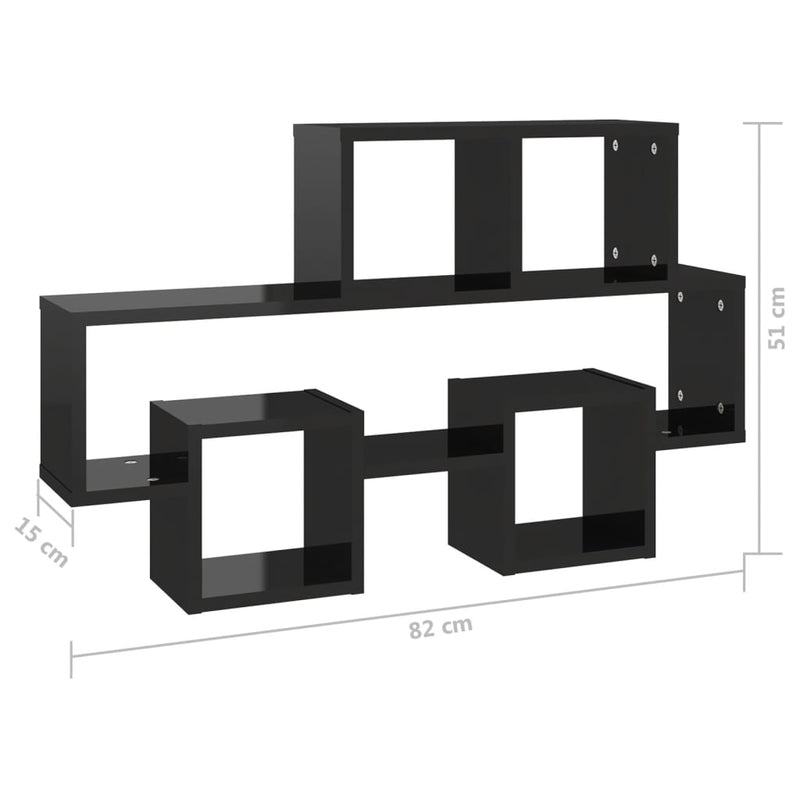 vidaXL Car-shaped Wall Shelf High Gloss Black 82x15x51 cm Engineered Wood