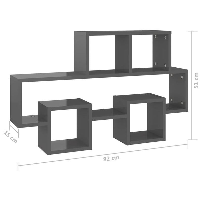 vidaXL Car-shaped Wall Shelf High Gloss Grey 82x15x51 cm Engineered Wood