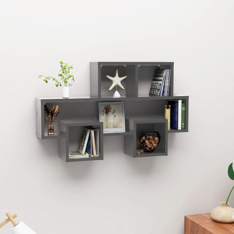 vidaXL Car-shaped Wall Shelf High Gloss Grey 82x15x51 cm Engineered Wood