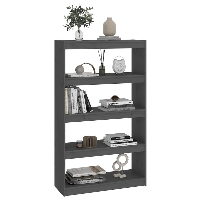 vidaXL Book Cabinet/Room Divider Grey 80x30x135.5 cm Solid Wood Pine