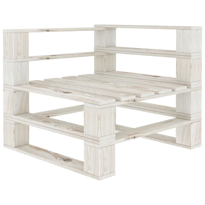 vidaXL Garden 2-Seater Pallet Sofa White Solid Pinewood