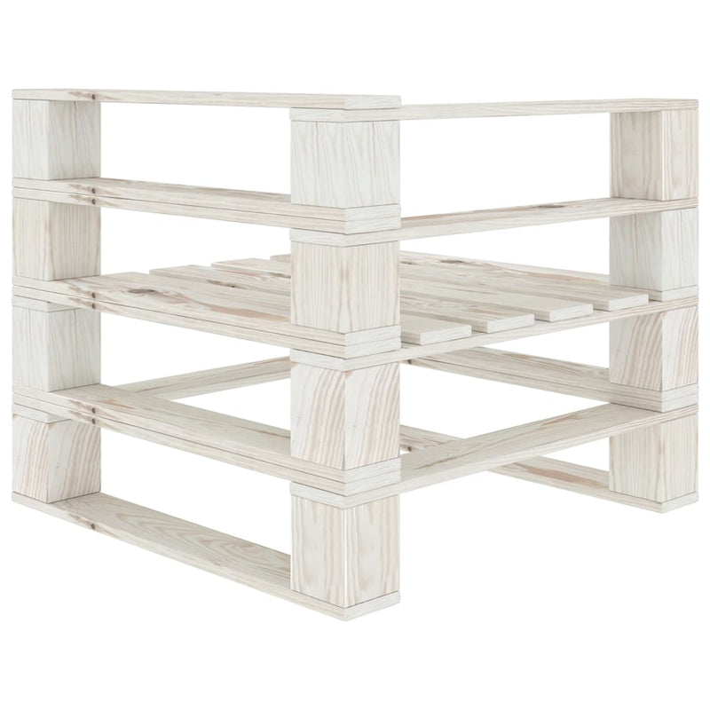 vidaXL Garden 2-Seater Pallet Sofa White Solid Pinewood