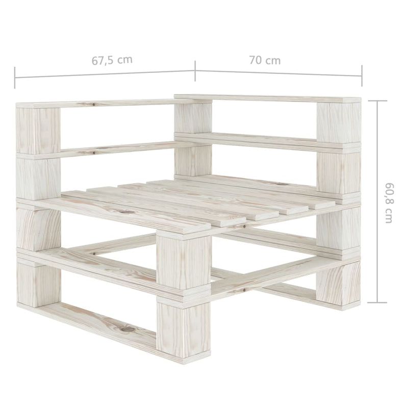 vidaXL Garden 2-Seater Pallet Sofa White Solid Pinewood