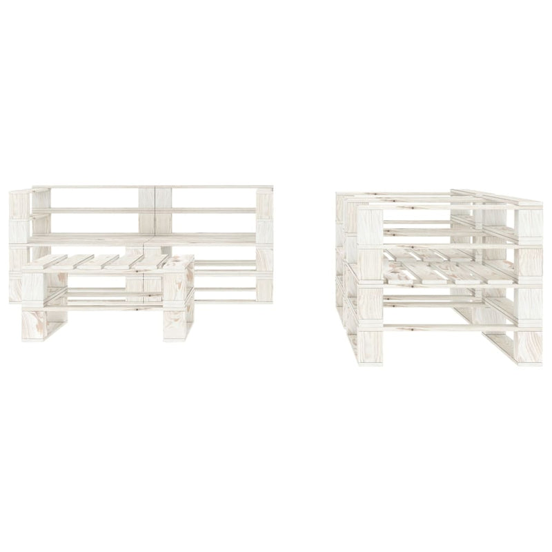 vidaXL 5 Piece Garden Pallet Lounge Set Solid Pinewood White