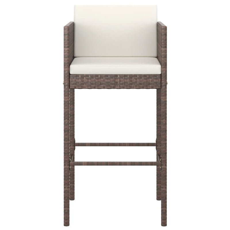 vidaXL Bar Stools 4 pcs with Cushions Brown Poly Rattan