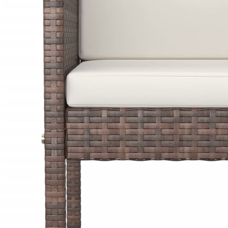 vidaXL Bar Stools 4 pcs with Cushions Brown Poly Rattan