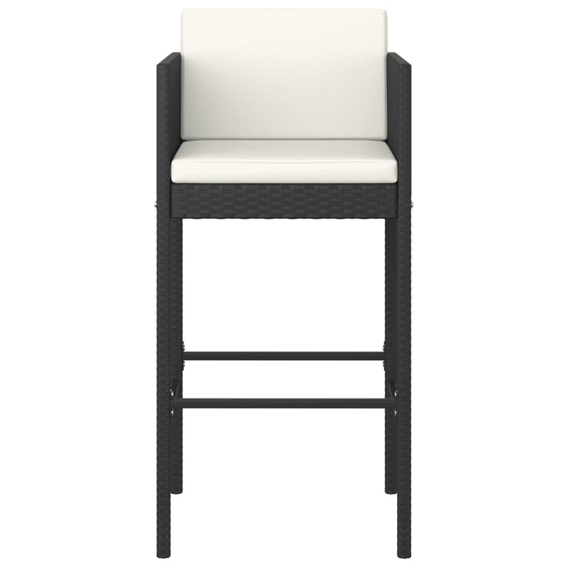 vidaXL Bar Stools 4 pcs with Cushions Black Poly Rattan