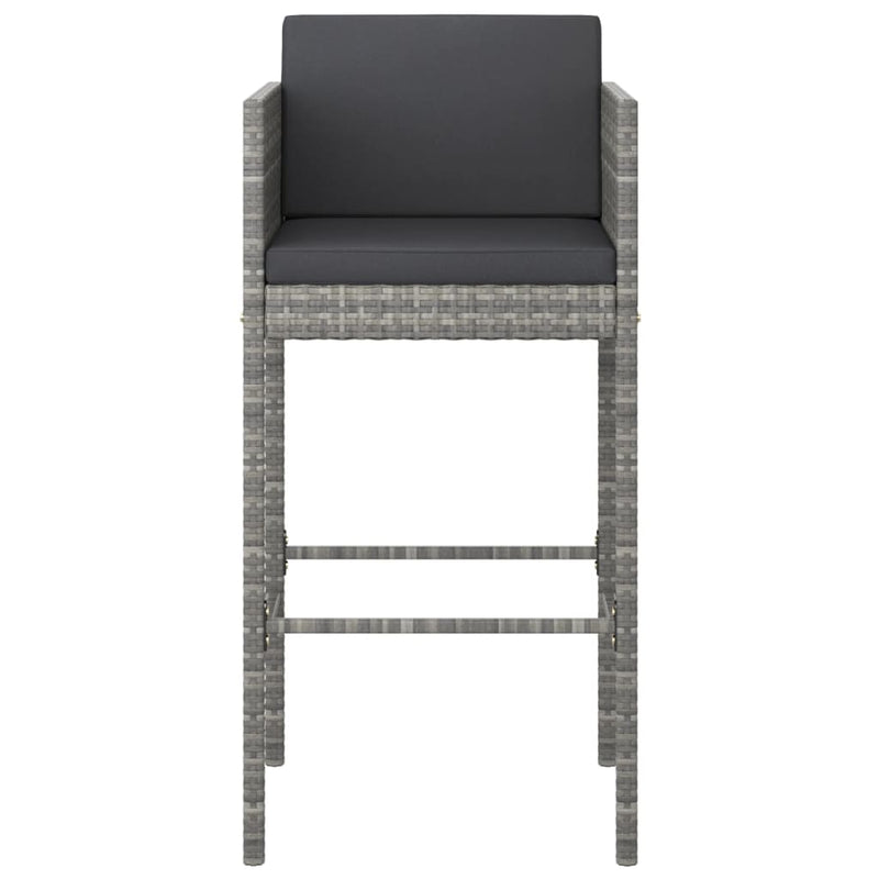 vidaXL Bar Stools 4 pcs with Cushions Grey Poly Rattan