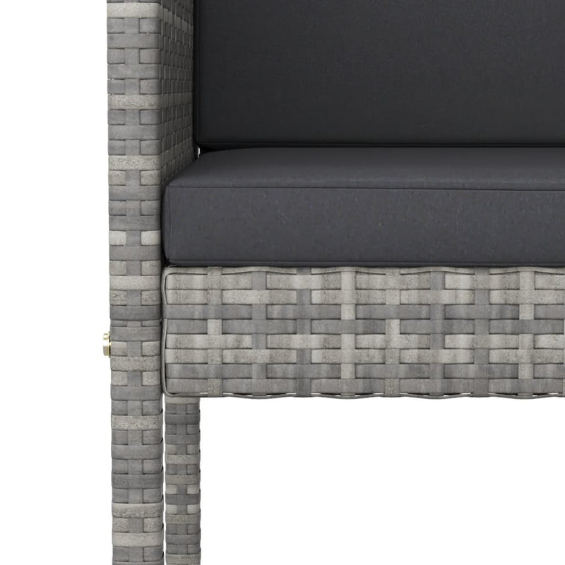 vidaXL Bar Stools 4 pcs with Cushions Grey Poly Rattan