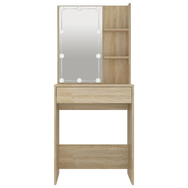 vidaXL Dressing Table with LED Sonoma Oak 60x40x140 cm