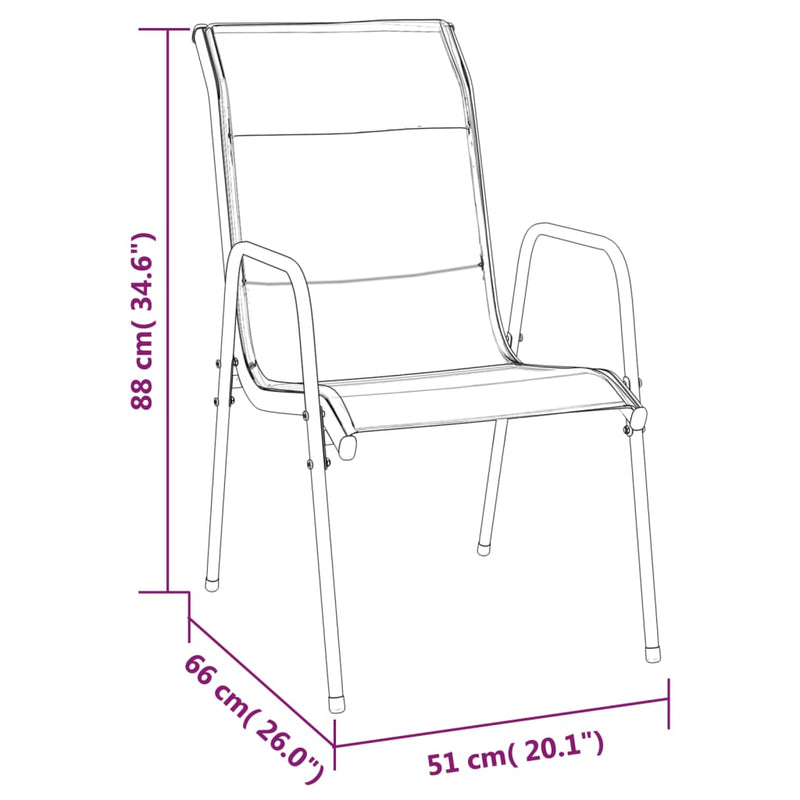 vidaXL Garden Chairs 4 pcs Steel and Textilene Black