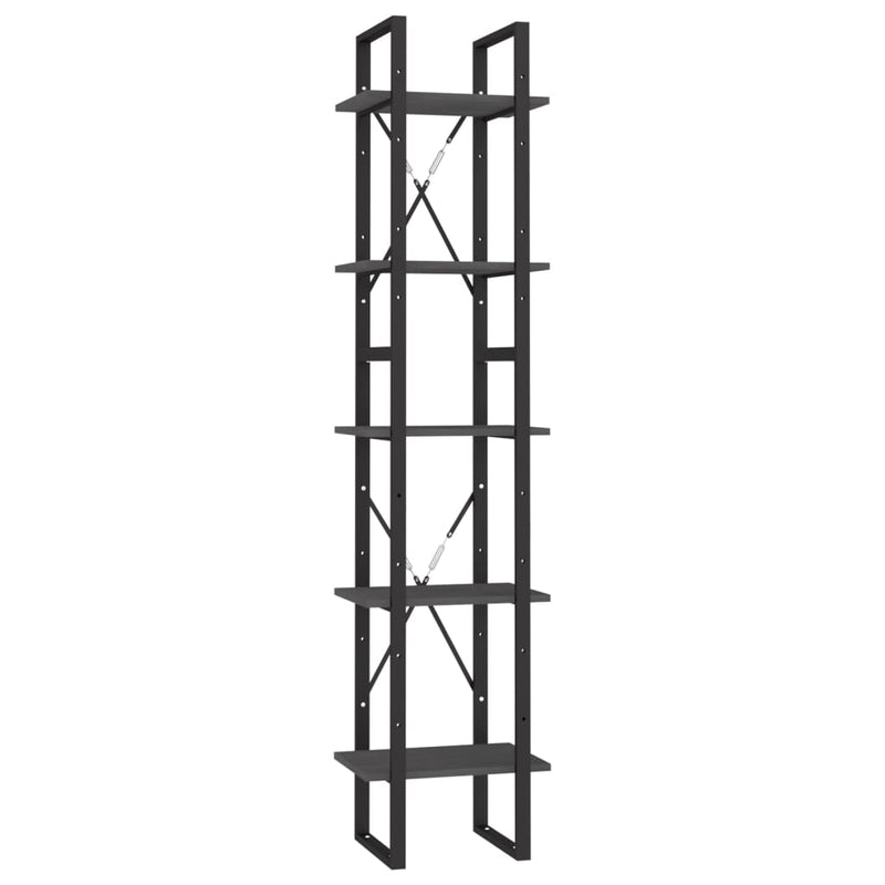 vidaXL 5-Tier Book Cabinet Grey 40x30x175 cm Pinewood