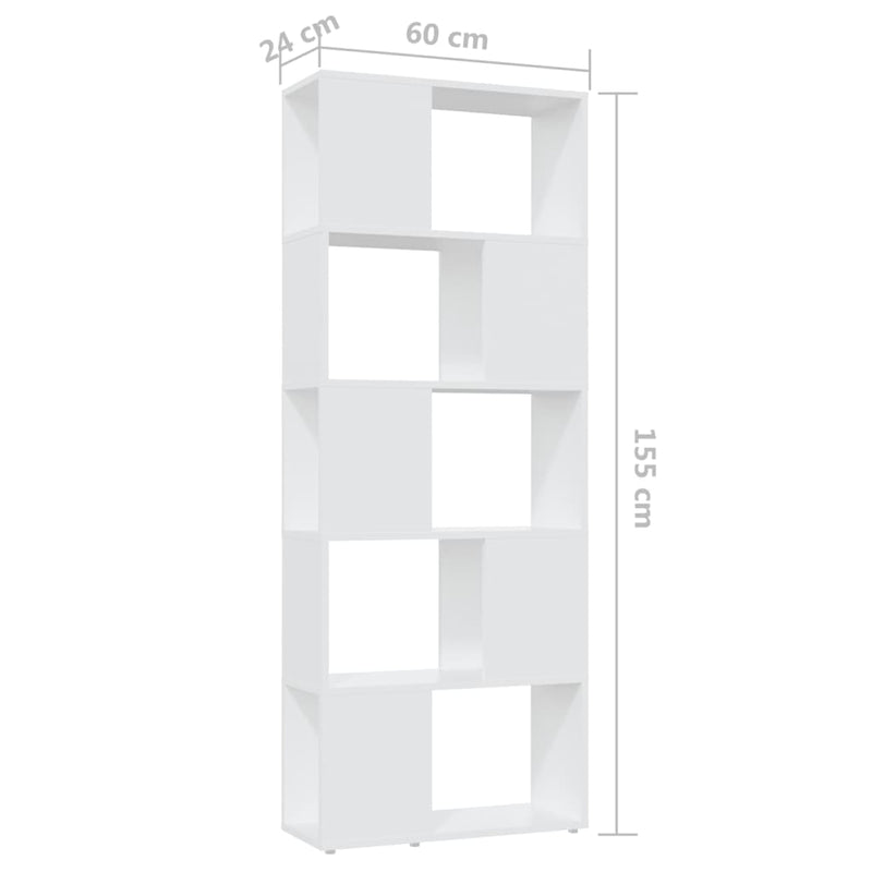 vidaXL Book Cabinet Room Divider White 60x24x155 cm Engineered Wood
