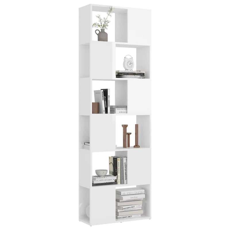 vidaXL Book Cabinet Room Divider High Gloss White 60x24x186 cm