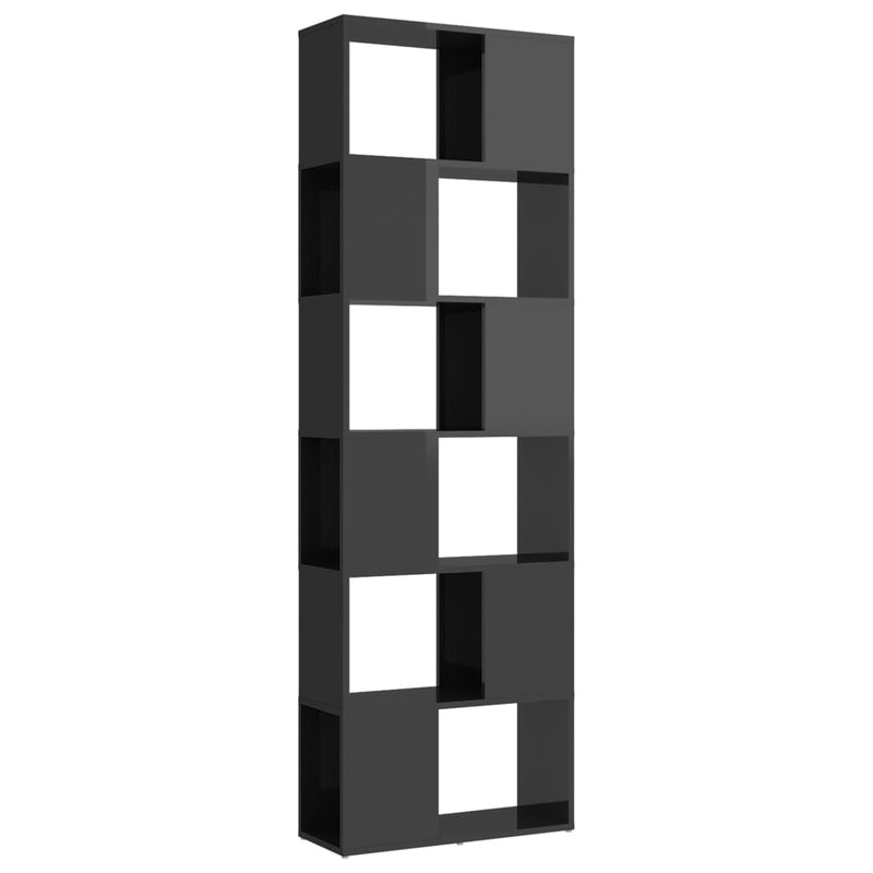 vidaXL Book Cabinet Room Divider High Gloss Grey 60x24x186 cm