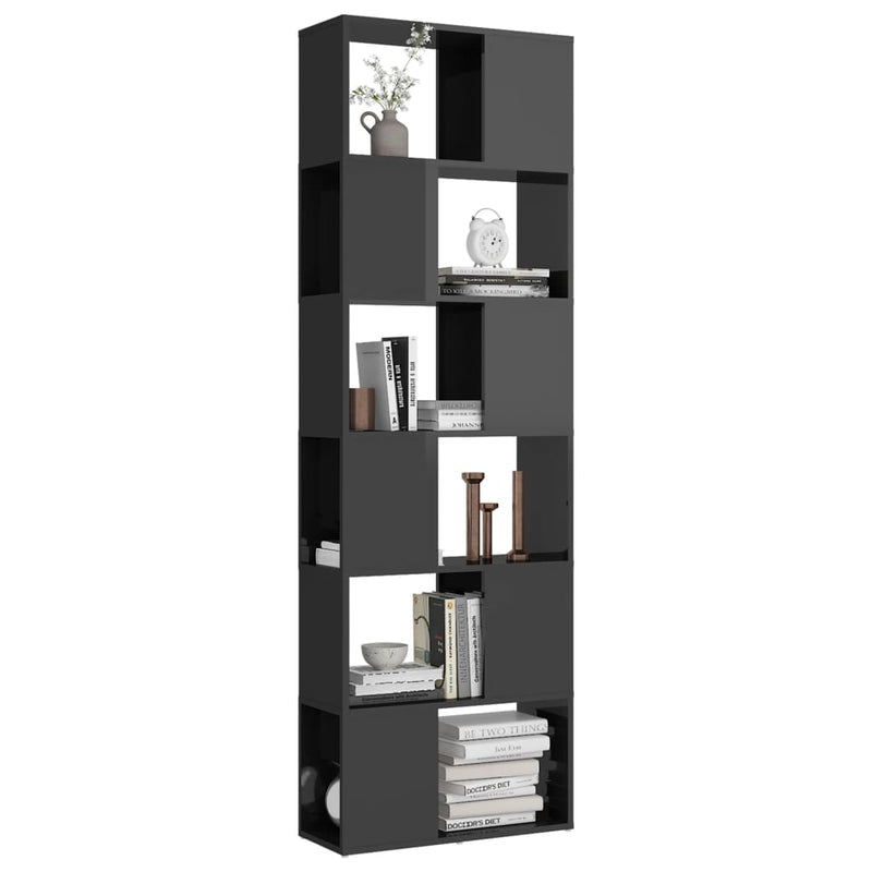 vidaXL Book Cabinet Room Divider High Gloss Grey 60x24x186 cm