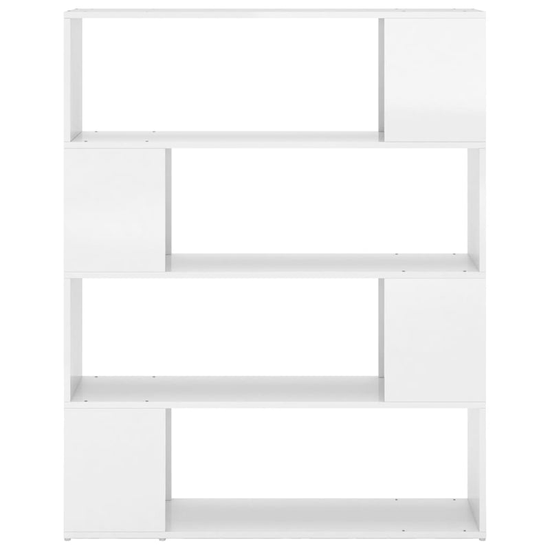 vidaXL Book Cabinet Room Divider High Gloss White 100x24x124 cm