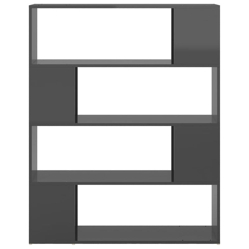 vidaXL Book Cabinet Room Divider High Gloss Grey 100x24x124 cm