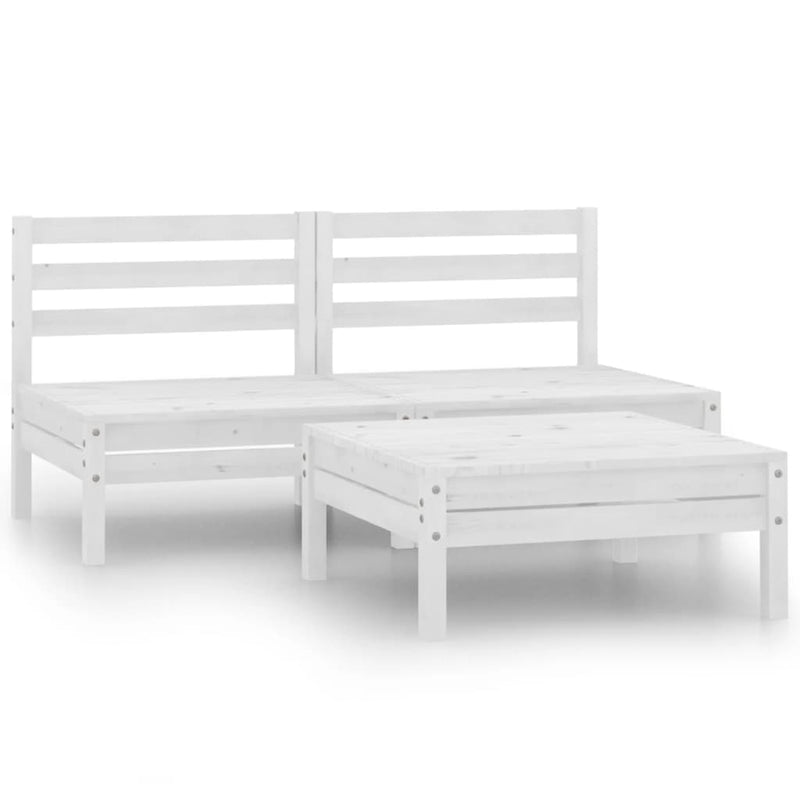 vidaXL 3 Piece Garden Lounge Set Solid Pinewood White