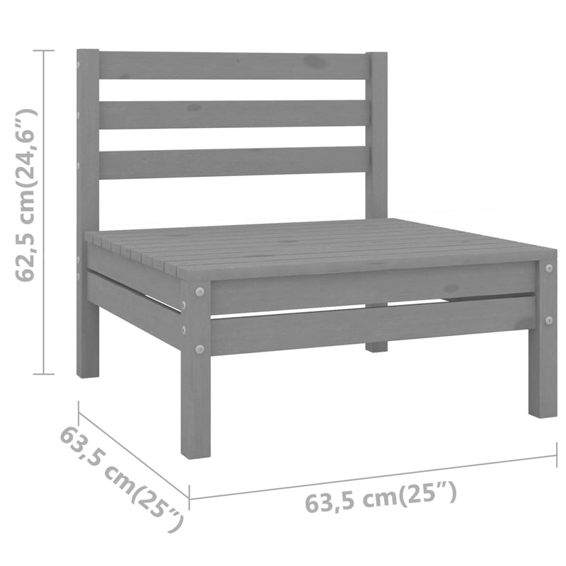 vidaXL 3 Piece Garden Lounge Set Solid Pinewood Grey