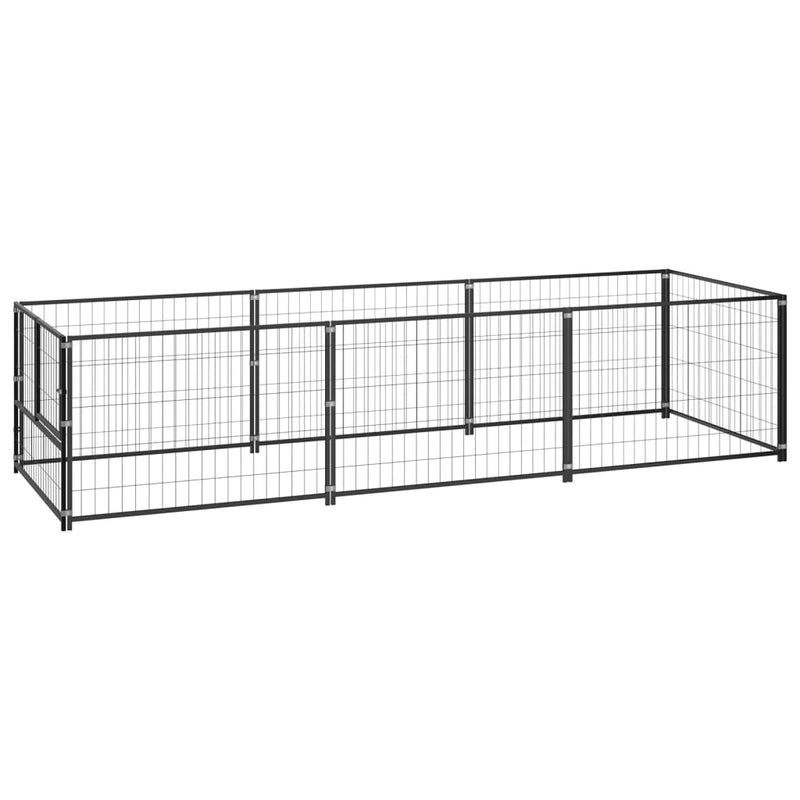 vidaXL Dog Kennel Black 3 m² Steel