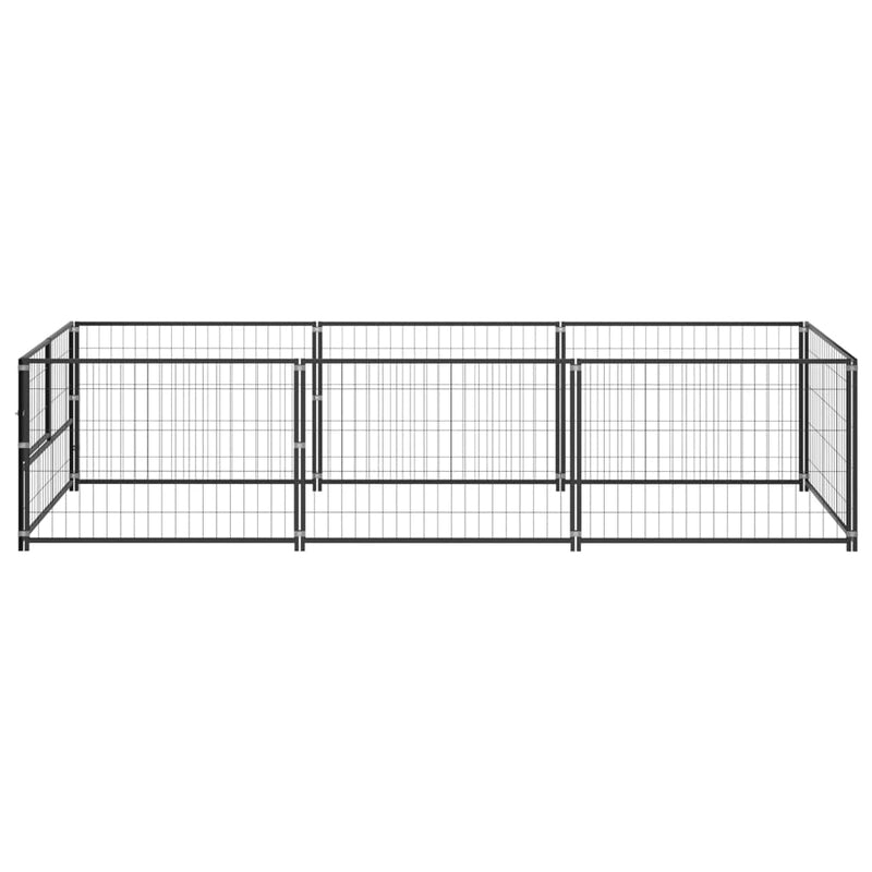 vidaXL Dog Kennel Black 3 m² Steel