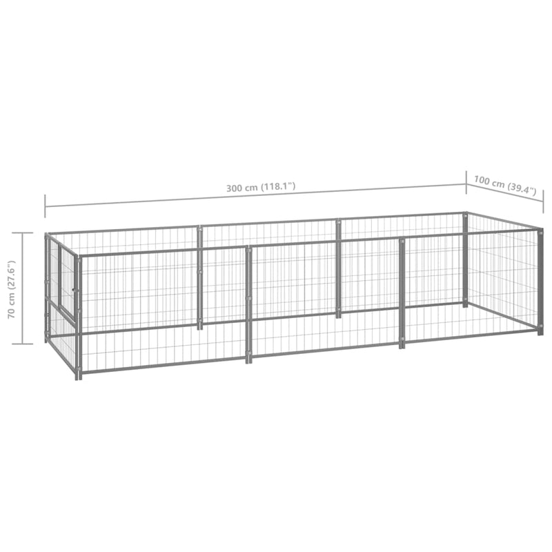 vidaXL Dog Kennel Silver 3 m² Steel