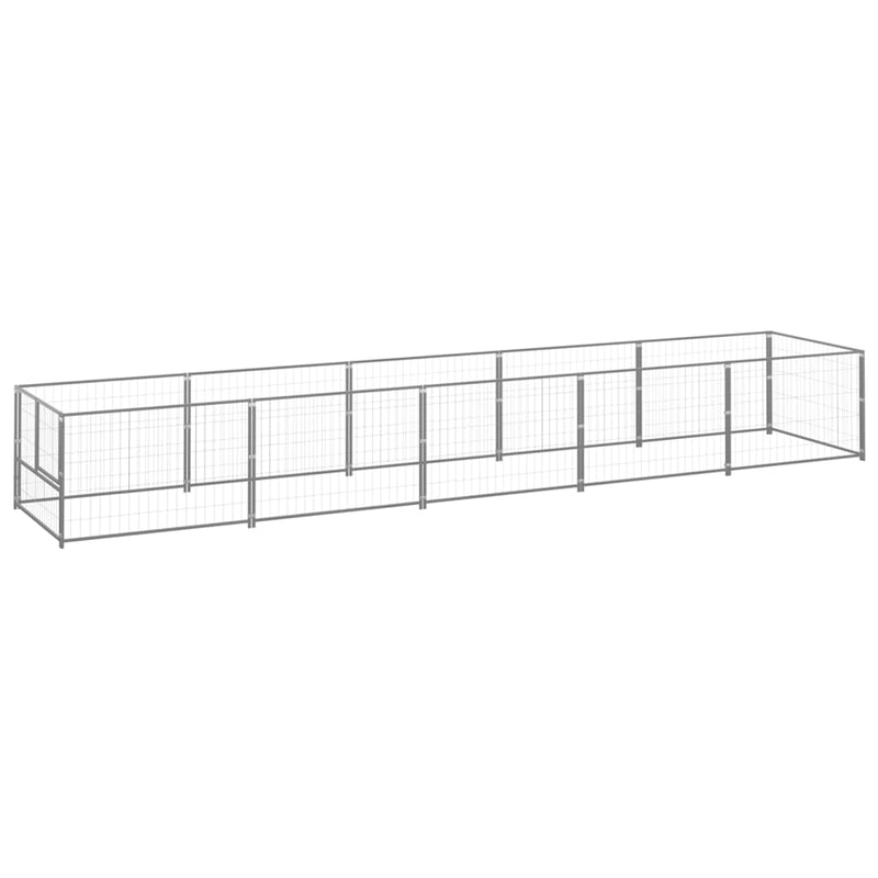 vidaXL Dog Kennel Silver 5 m² Steel