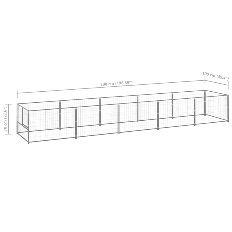 vidaXL Dog Kennel Silver 5 m² Steel