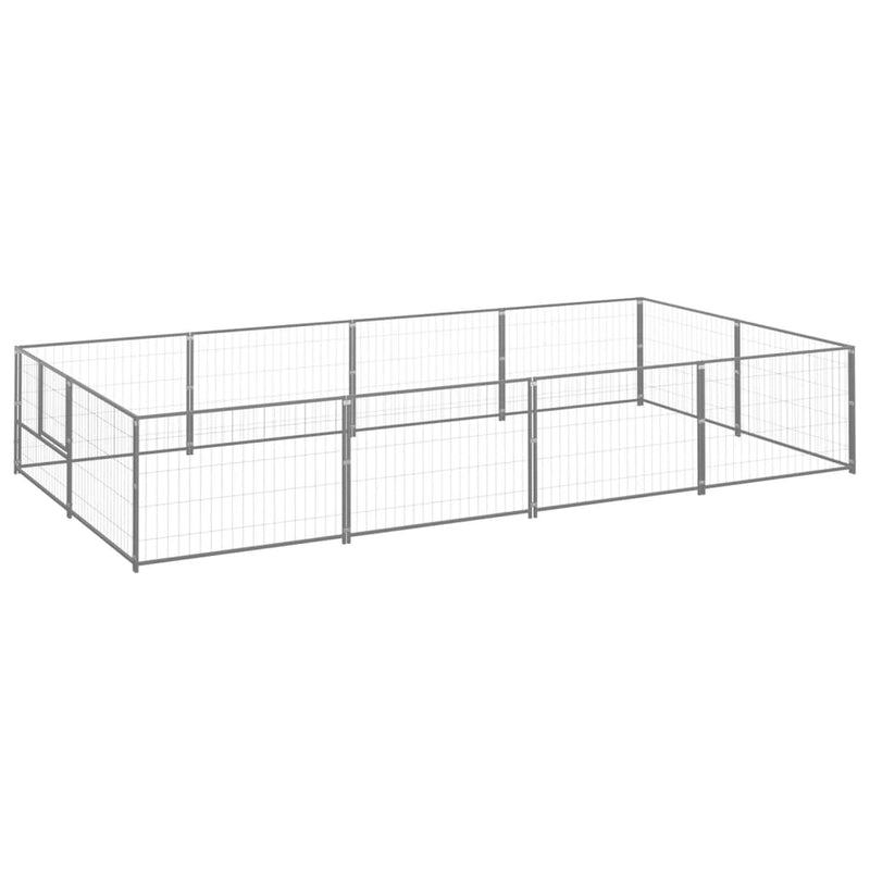 vidaXL Dog Kennel Silver 8 m² Steel