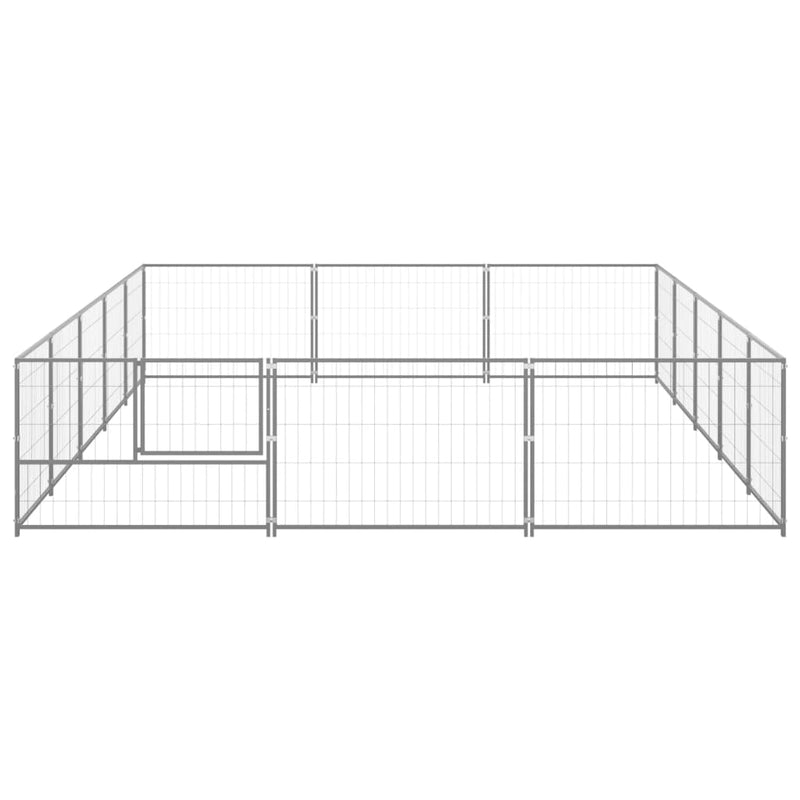 vidaXL Dog Kennel Silver 15 m² Steel