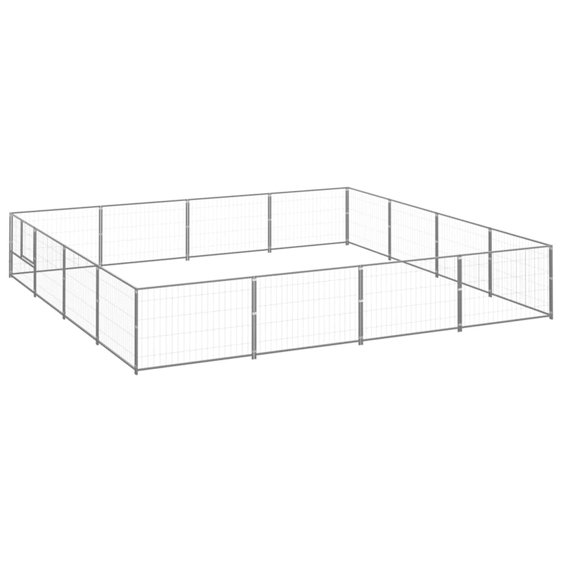 vidaXL Dog Kennel Silver 16 m² Steel