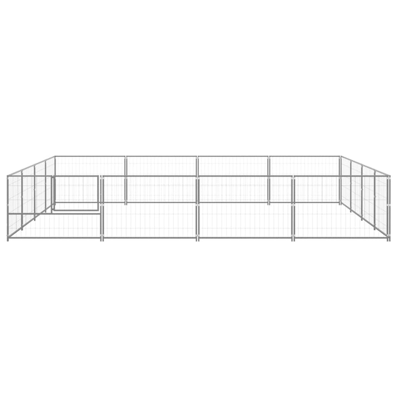vidaXL Dog Kennel Silver 16 m² Steel