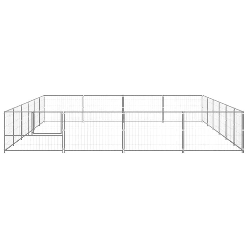 vidaXL Dog Kennel Silver 24 m² Steel