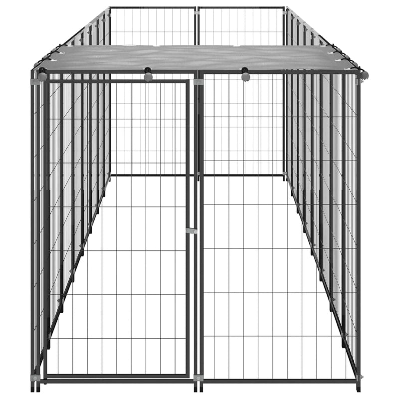 vidaXL Dog Kennel Black 4.84 m² Steel