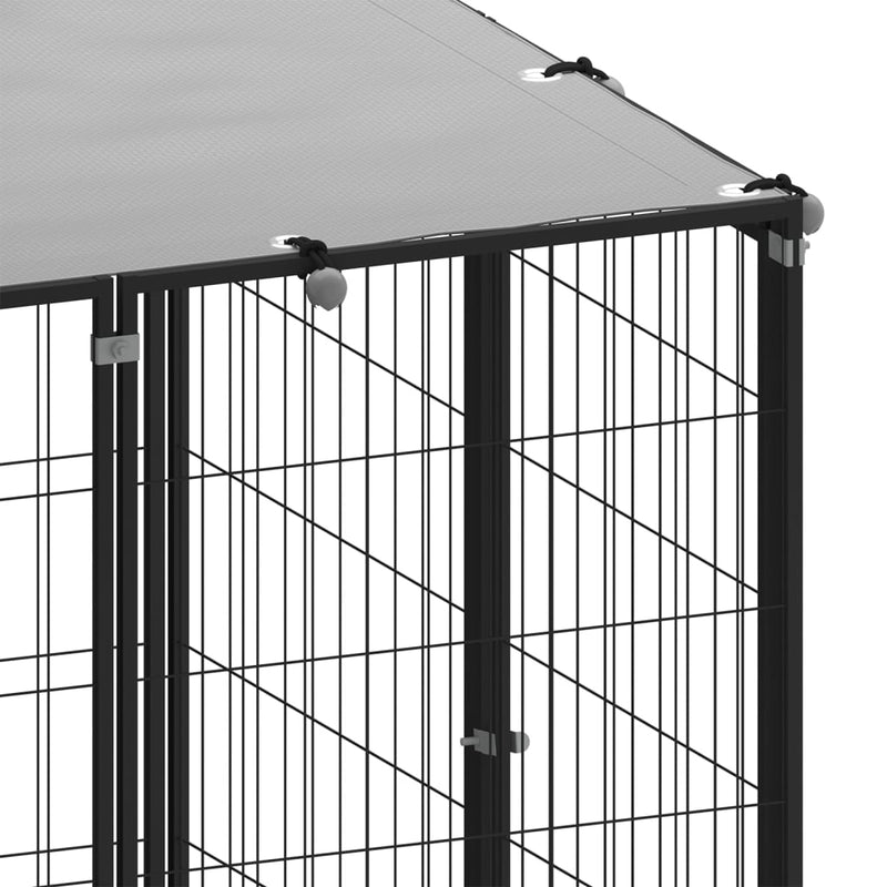 vidaXL Dog Kennel Black 4.84 m² Steel